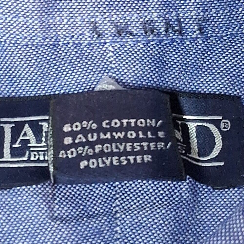 Lands End Dress Shirt 17-35 Regular Blue Button Down Collar Long Sleeve *Flaw - Picture 6 of 9